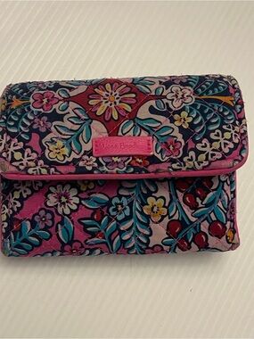 Vera Bradley Pink Multi Floral Quilted Tri fold Wallet